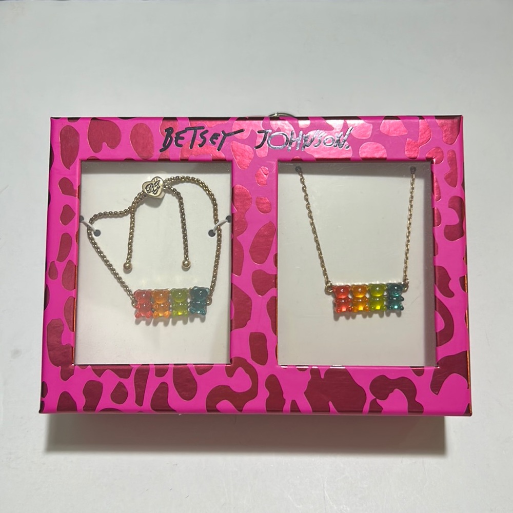 New Betsey Johnson Gummy Bear Bracelet and Necklace Set